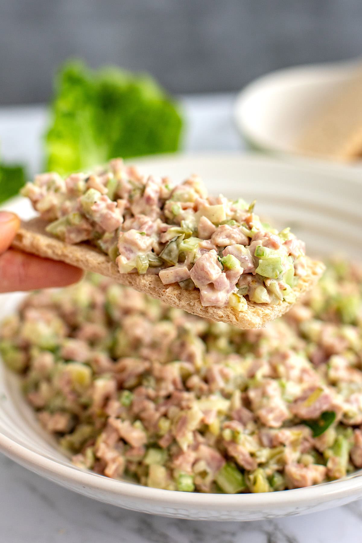 ham salad on a crispbread.