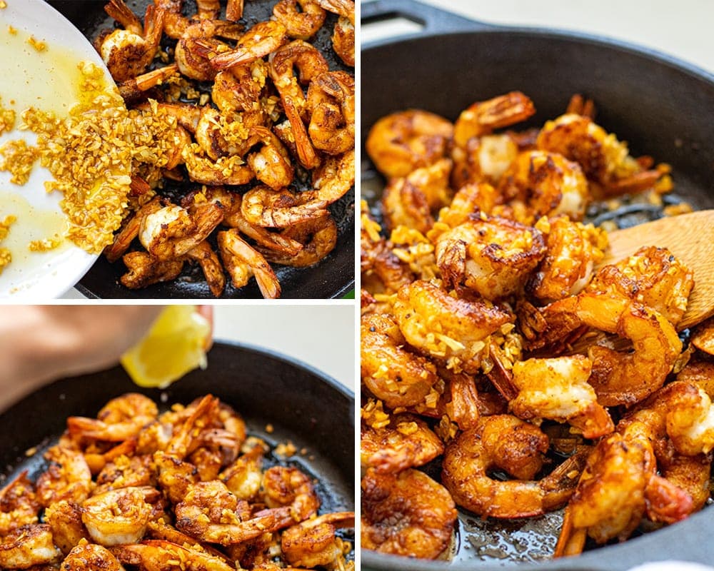 how to make garlic prawns in a skillet with crispy garlic.