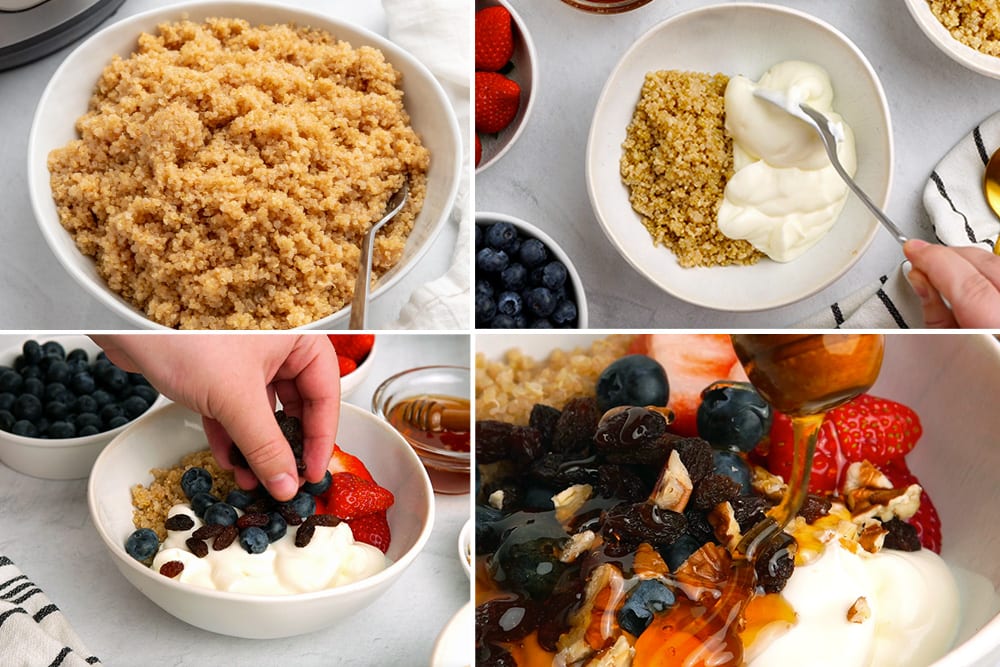 How to make quinoa breakfast bowl steps.