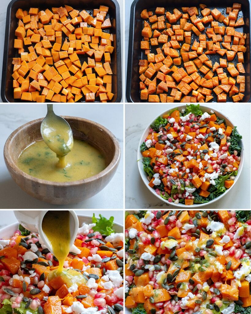 How to make pomegranate salad with butternut squash step by step.