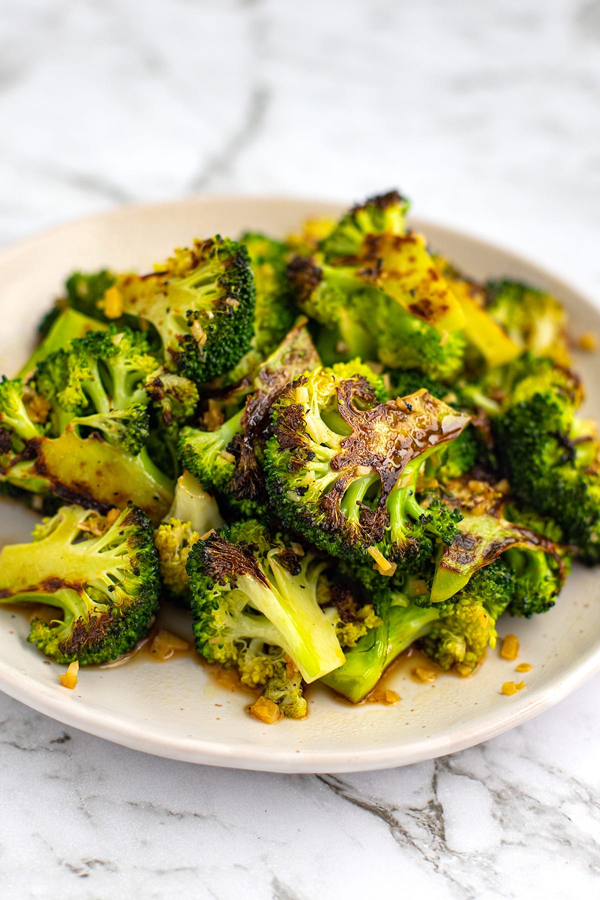 Pan fried broccoli with garlic and soy sauce