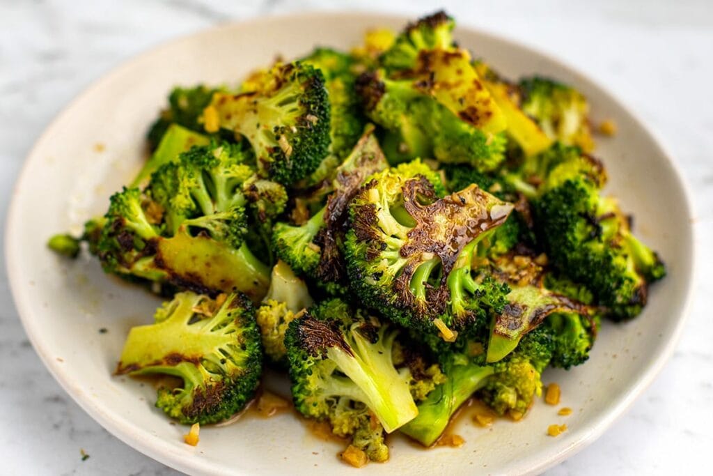 Pan fried broccoli with garlic and soy sauce