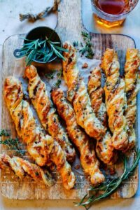 Cheesy Prosciutto Puff Pastry Twists