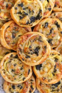 Spinach and Artichoke Puff Pastry Swirls (Pinwheels)