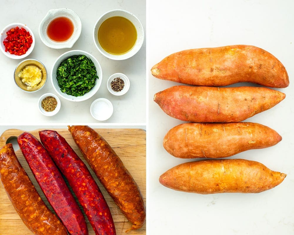 ingredients for chorizo sweet potato dish