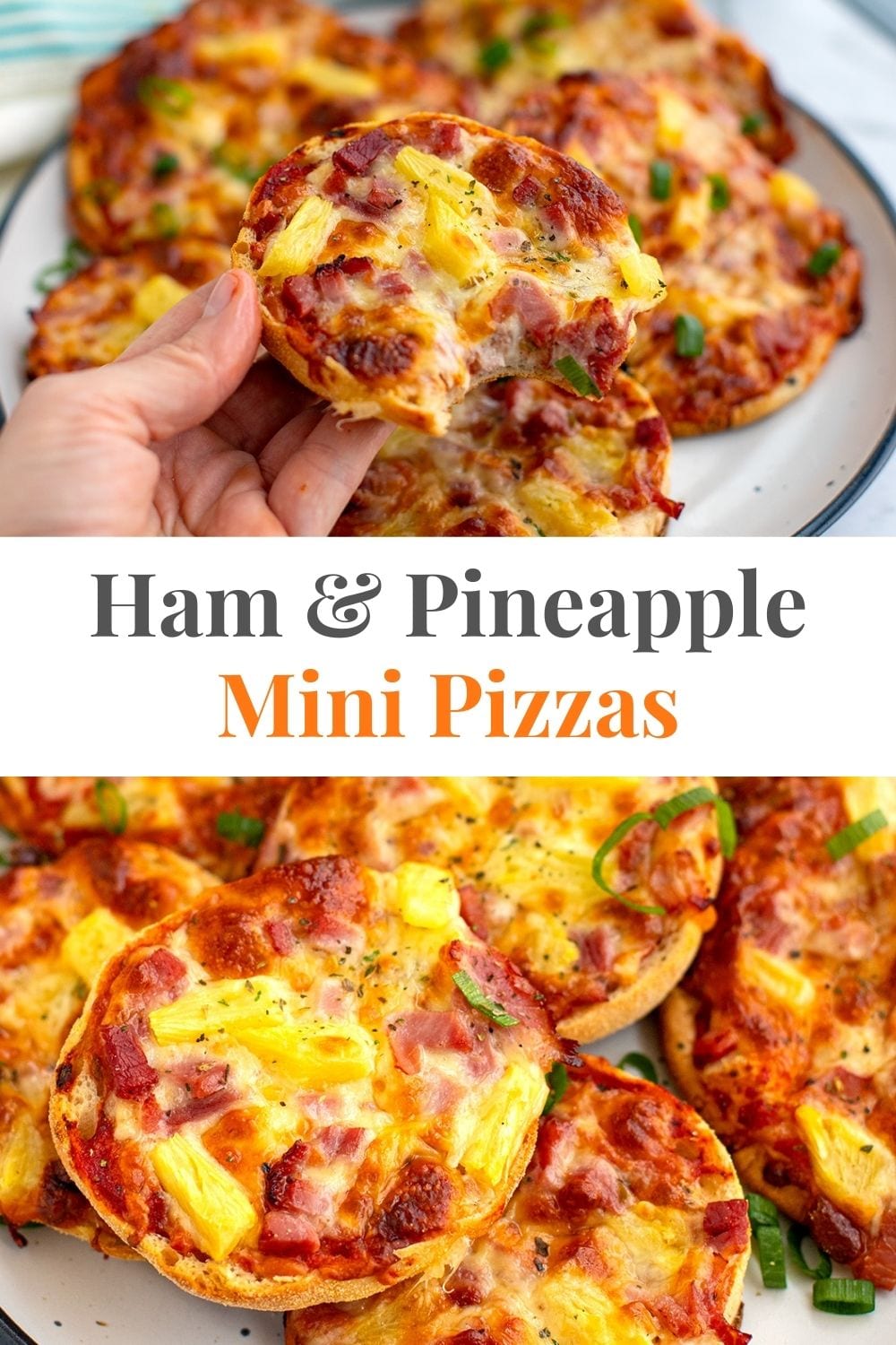 Ham and pineapple mini pizzas