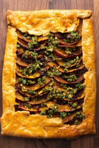 Pumpkin Tart with Caramelized Onions and Pumpkin Seed Gremolata