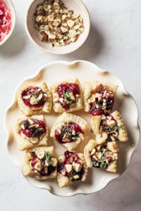 Vegan puff pastry with cream cheese and cranberries