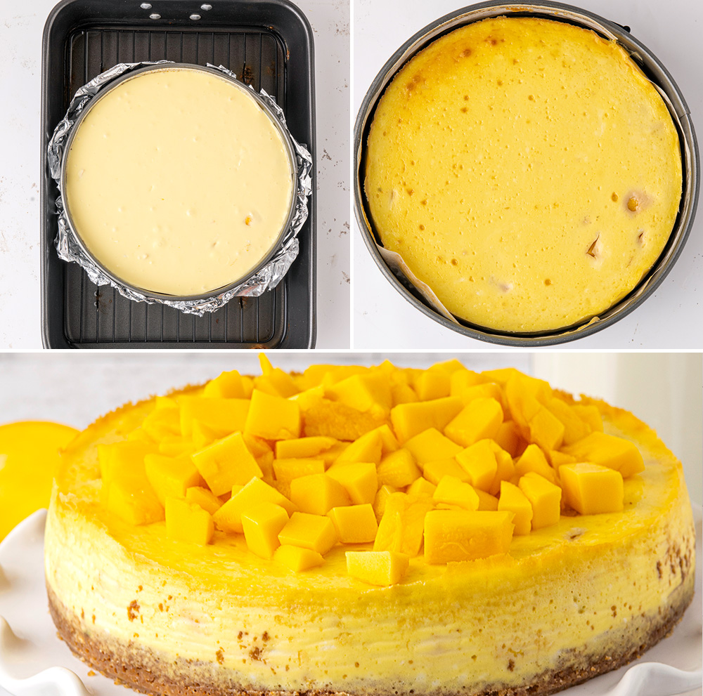 Baked  cheesecake with mango topping