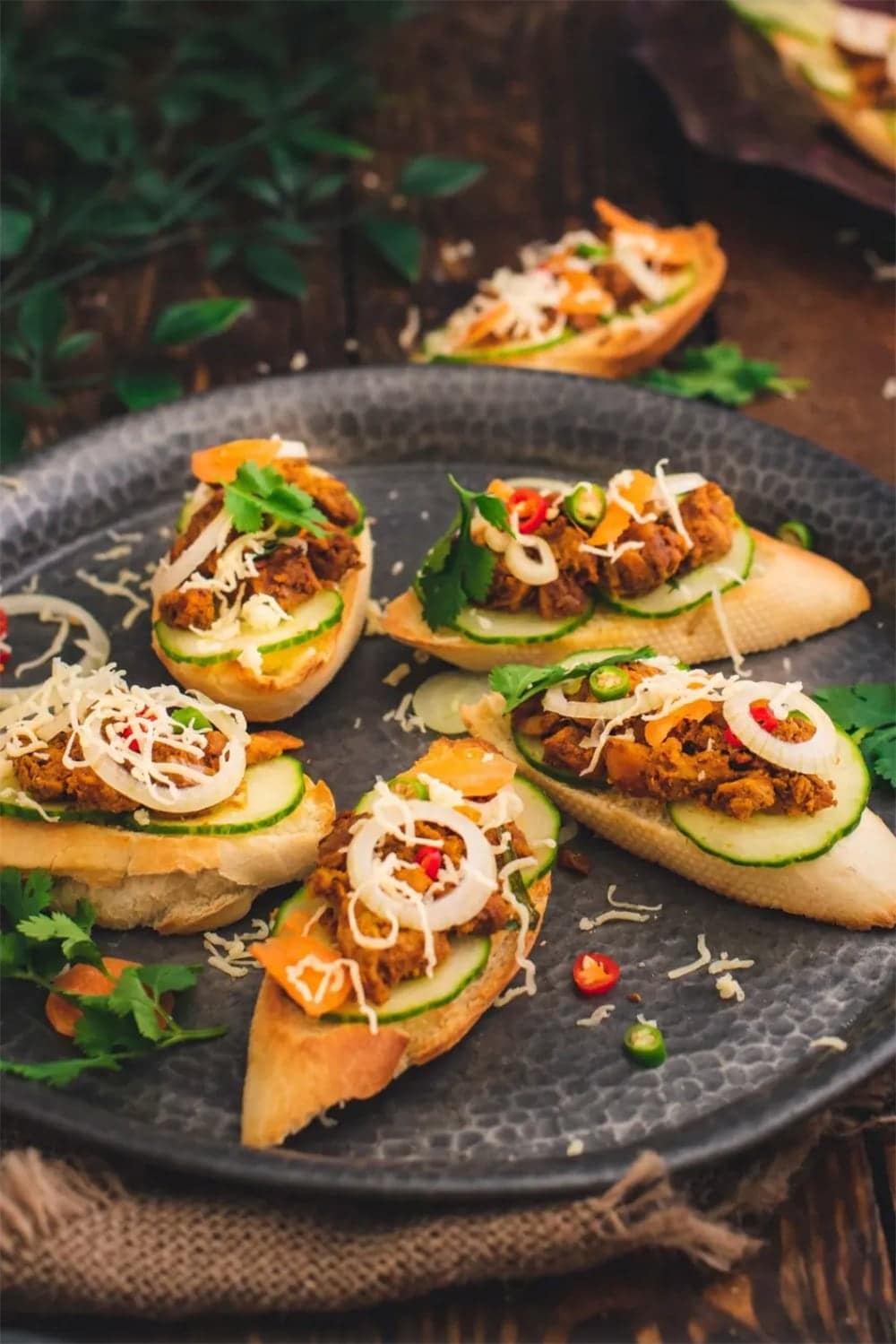 Achari Chicken Crostini