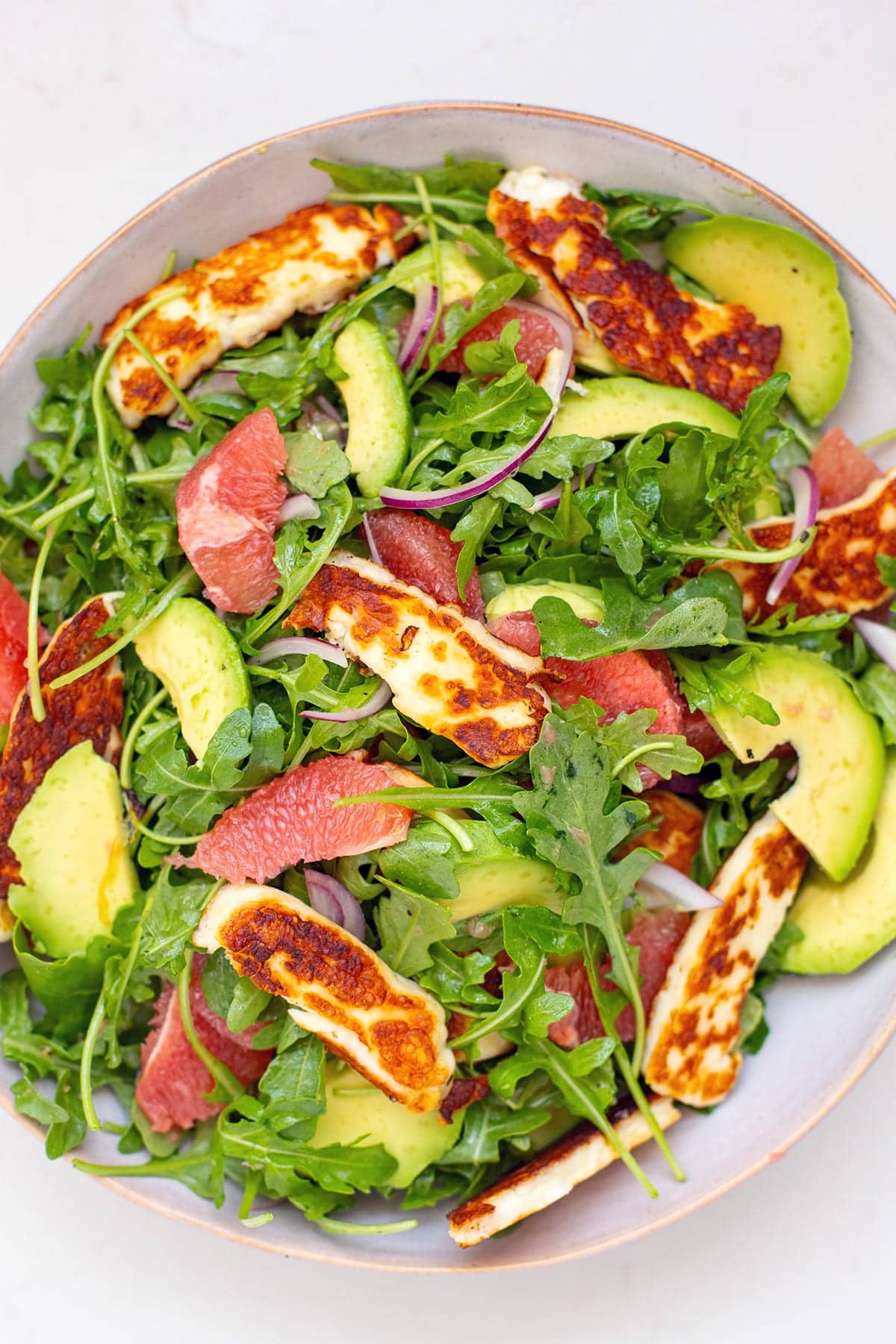 Grapefruit Salad With Avocado & Halloumi