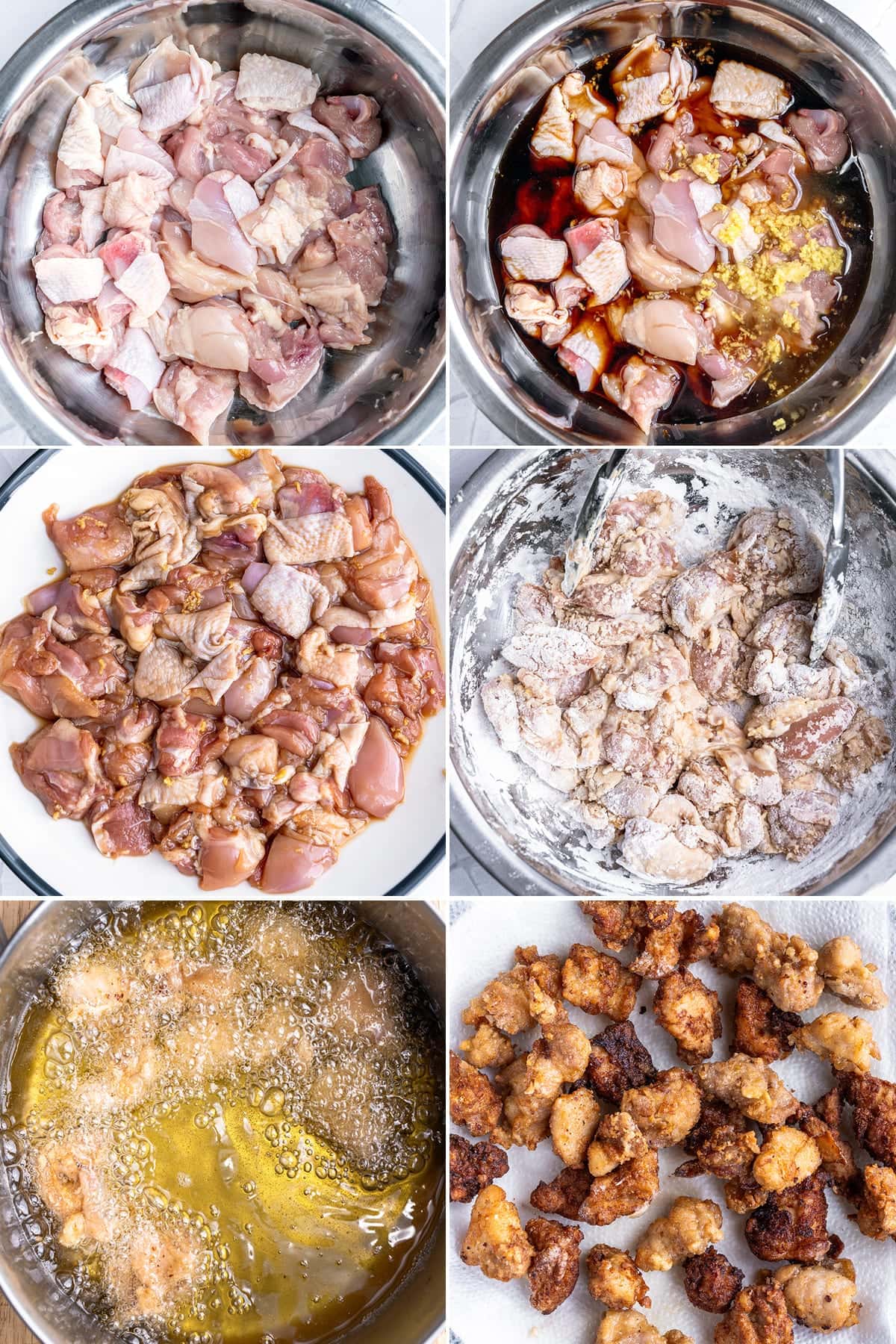 how to make chicken karaage step-by-step collage of images