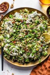 Super Green Grain Salad With Walnut Dressing