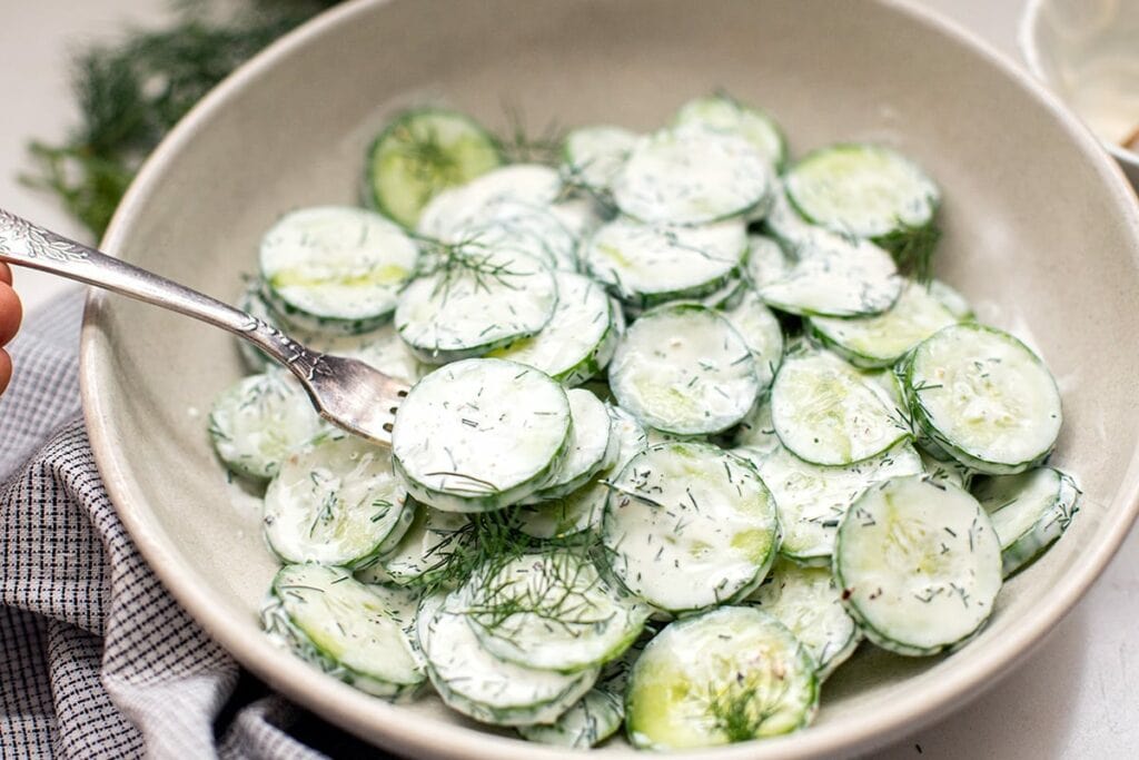 Cucumber dill salad with sour cream