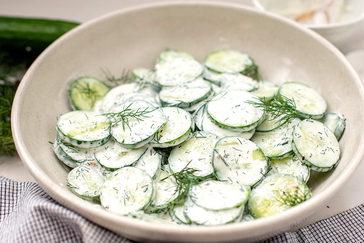 Dill cucumber salad with sour cream