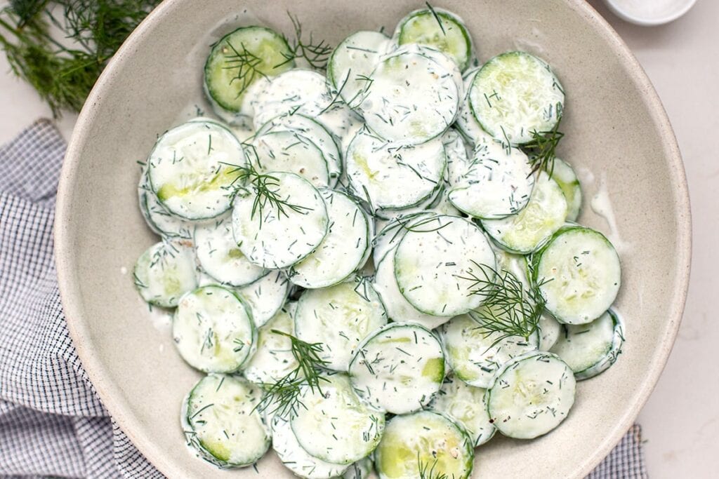 Cucumber dill salad with sour cream