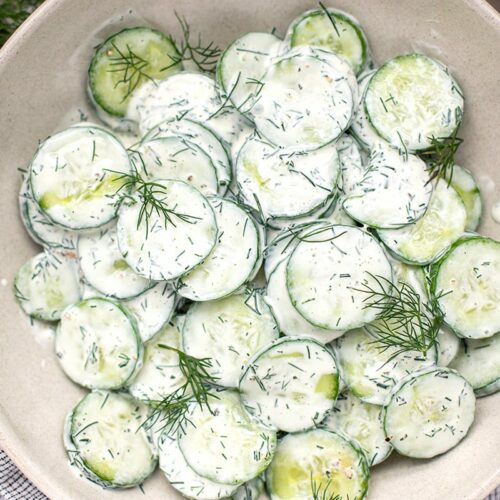 Cucumber dill salad with sour cream