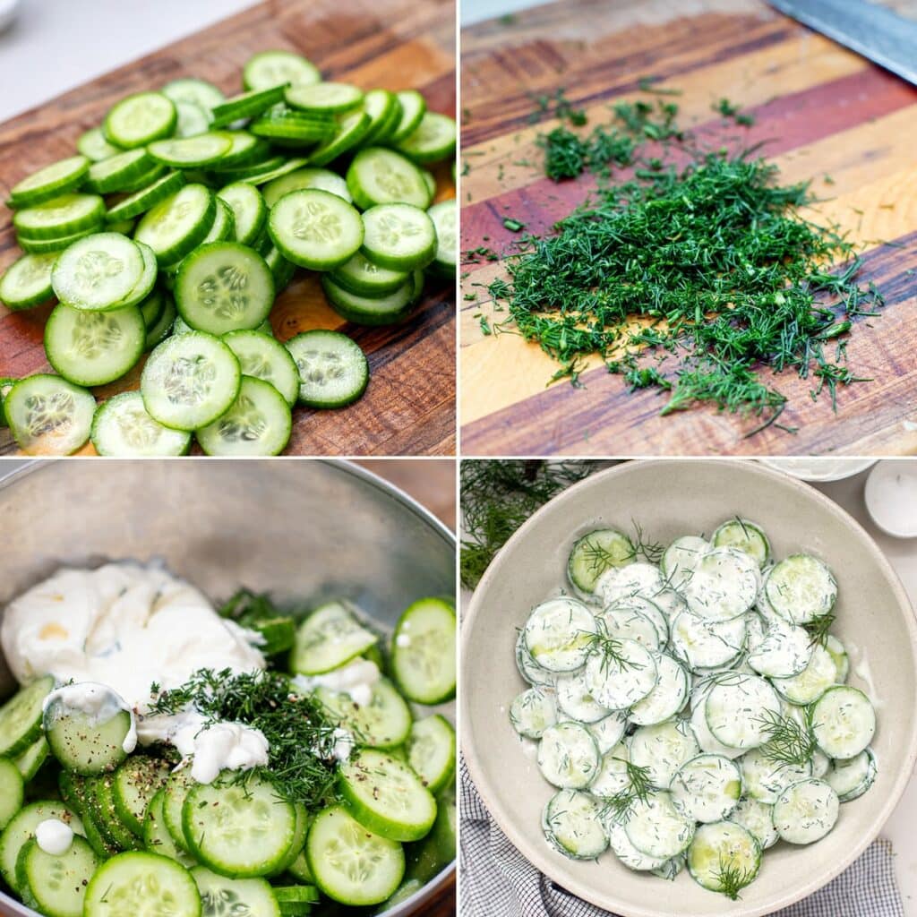 How to make cucumber salad with dill and sour cream