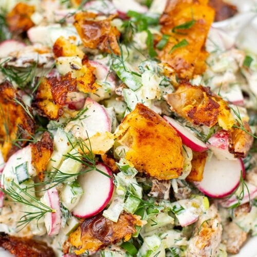 Crispy smashed potato salad