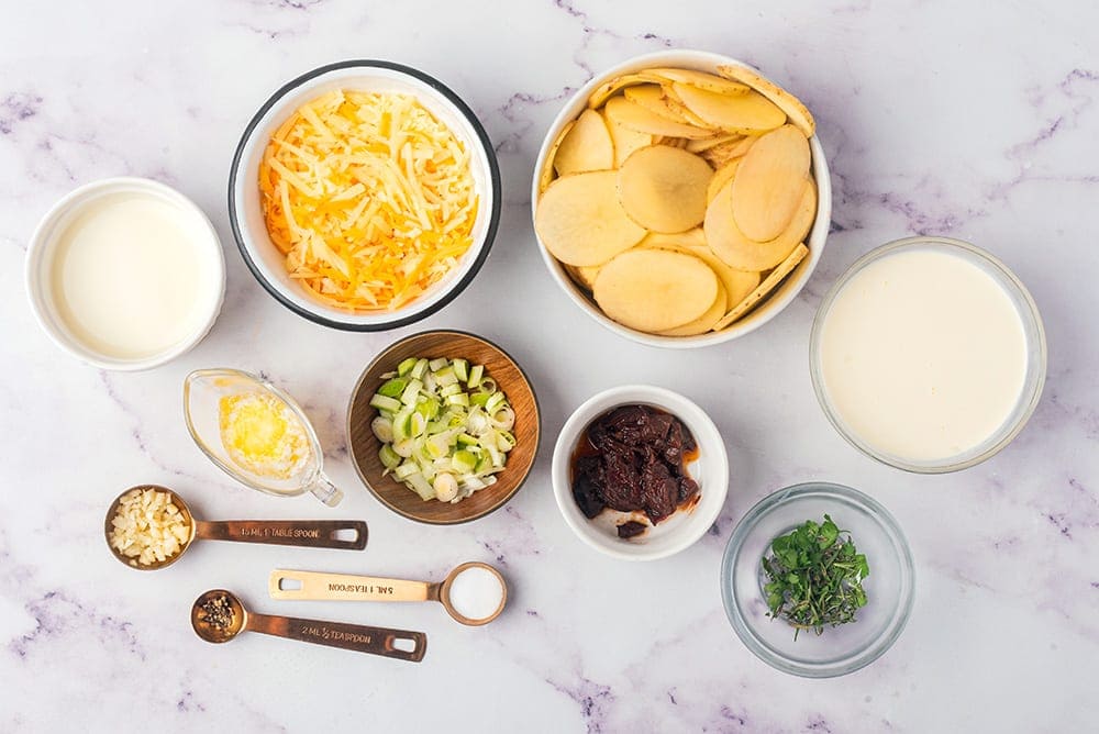 ingredients for potato bake (scalloped potatoes)