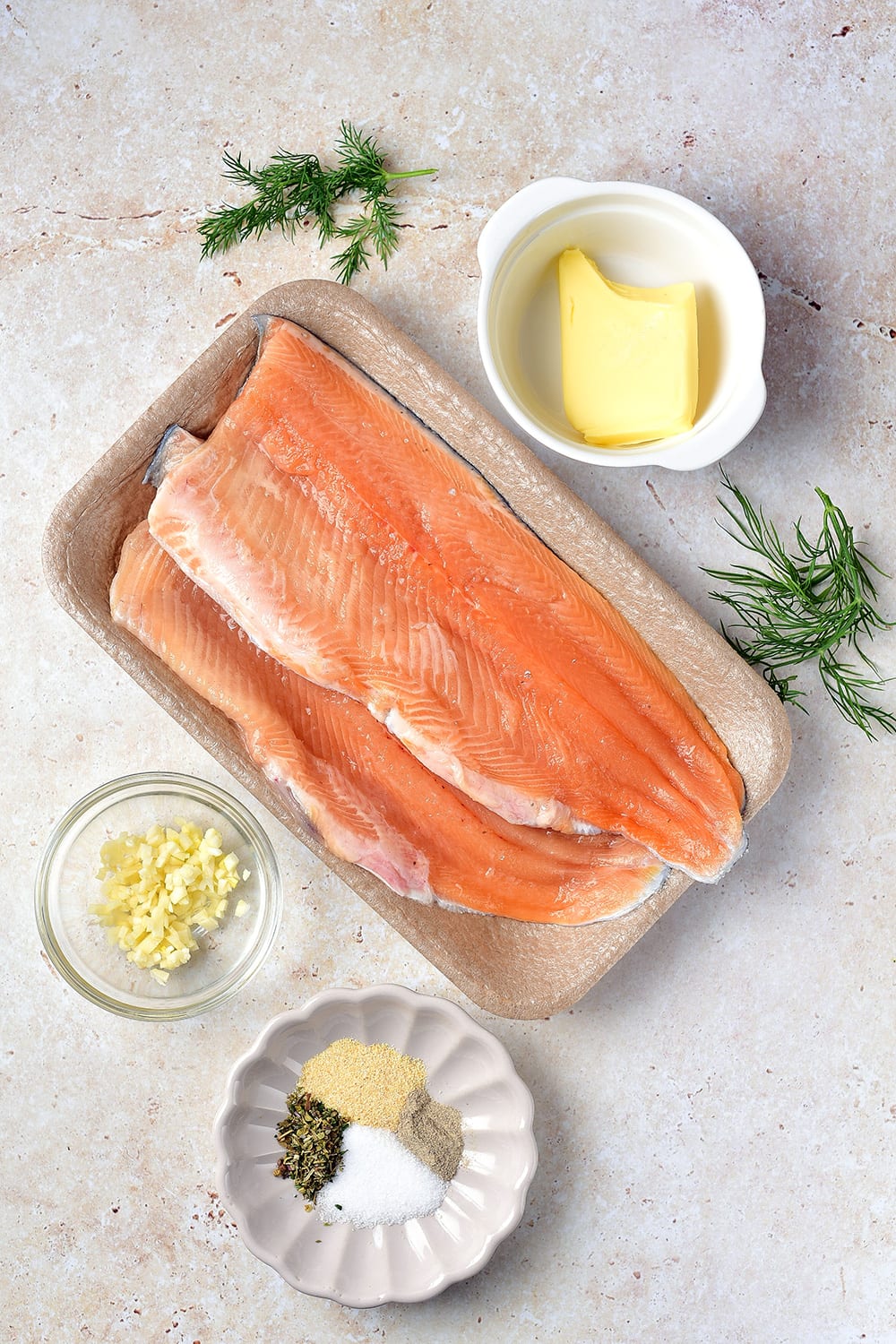 ingredients for baking rainbow trout