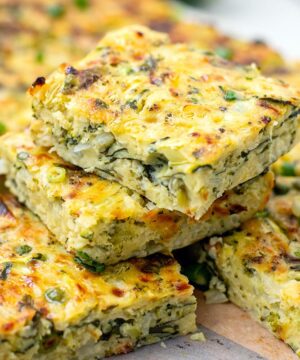 zucchini slice healthy recipe with broccoli spinach peas and cottage cheese