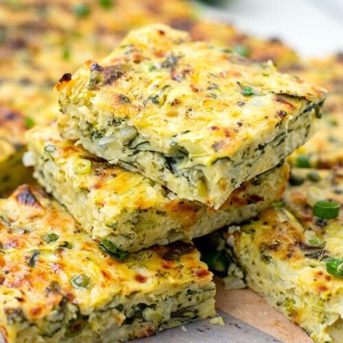 zucchini slice healthy recipe with broccoli spinach peas and cottage cheese