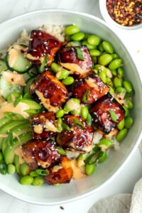 Glazed Air Fryer Salmon Bowl