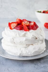 Vegan Pavlova With Strawberries & Cream