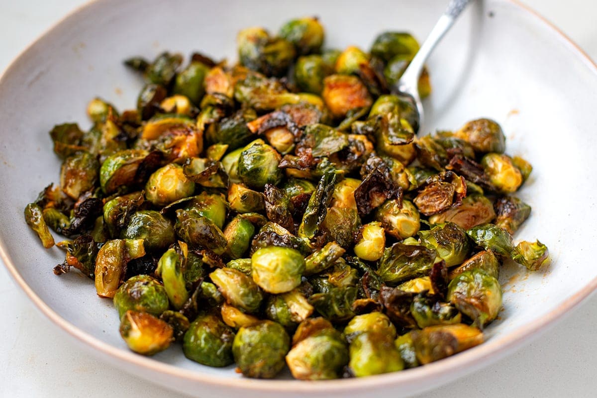 Roasted Honey Sriracha Brussels Sprouts Recipe.