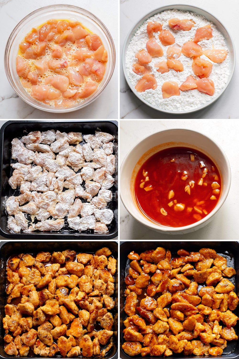 How to make honey sriracha chicken bites in the oven step by step