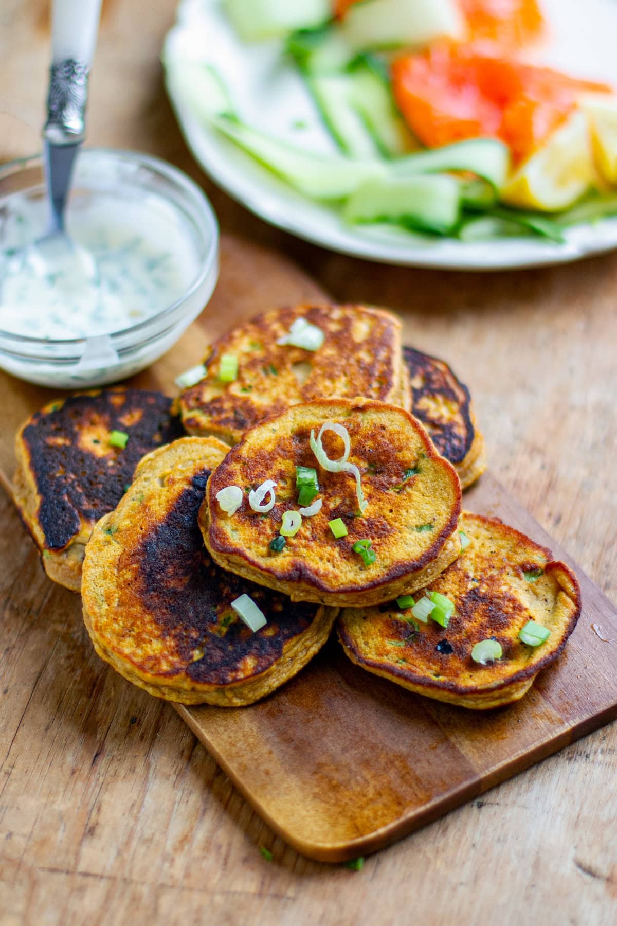 Savory Sweet Potato Pancakes With Smoked Salmon & Herby Mayo