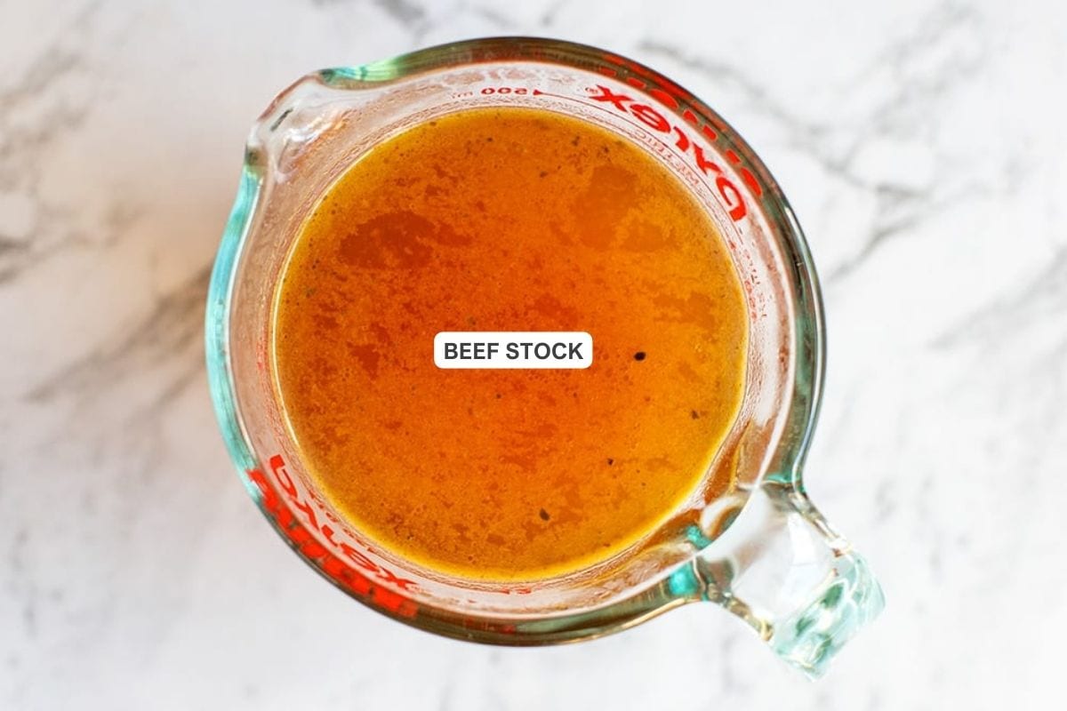 beef stock in a jug