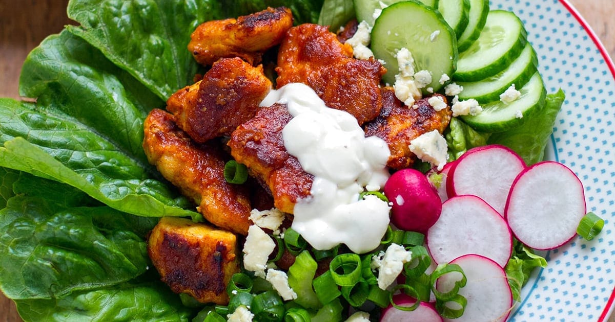 Healthy Buffalo Chicken Salad With Blue Cheese Dressing