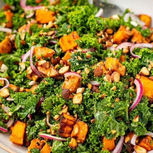 Sweet potato kale salad with tahini dressing