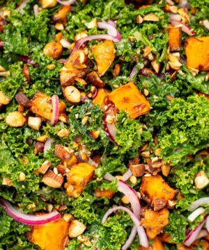 Sweet potato kale salad with tahini dressing