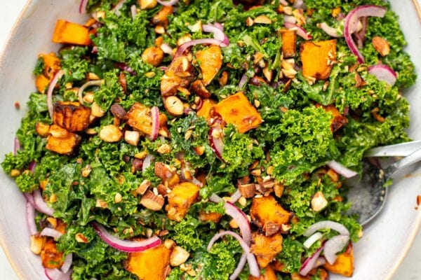 Sweet potato kale salad with tahini dressing