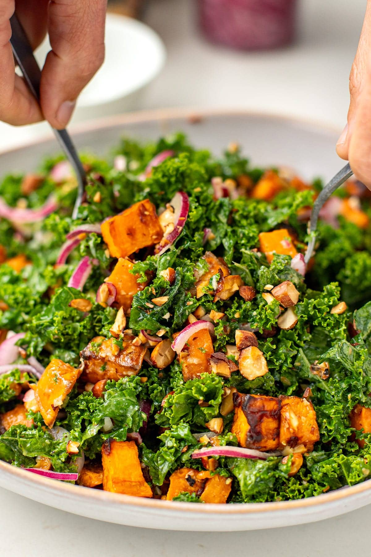 sweet potato kale salad with tahini dressing