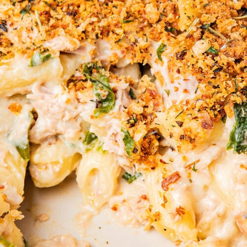 Tuna mornay bake with spinach