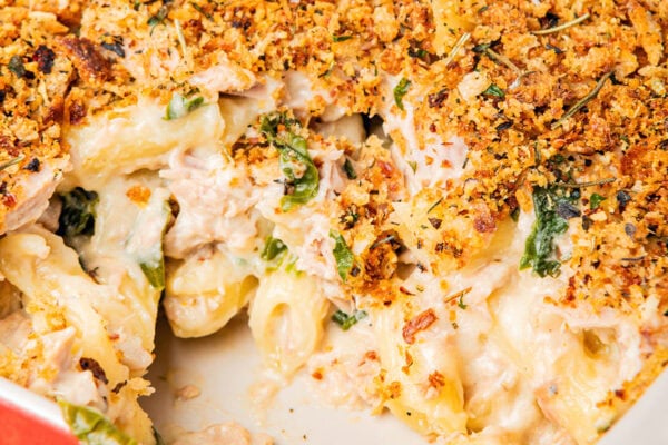 Tuna mornay bake with spinach