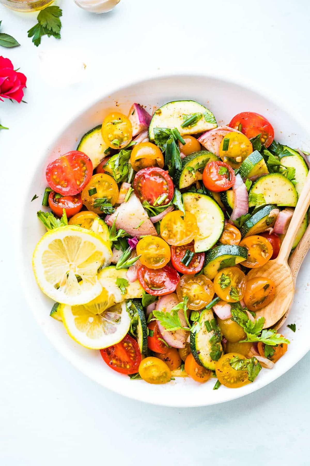Three Herb Tomato Zucchini Salad
