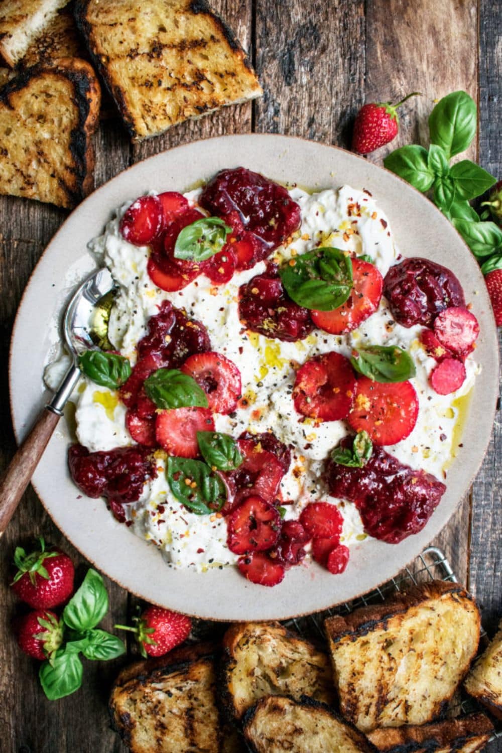 Burrata with Balsamic Strawberries And Basil