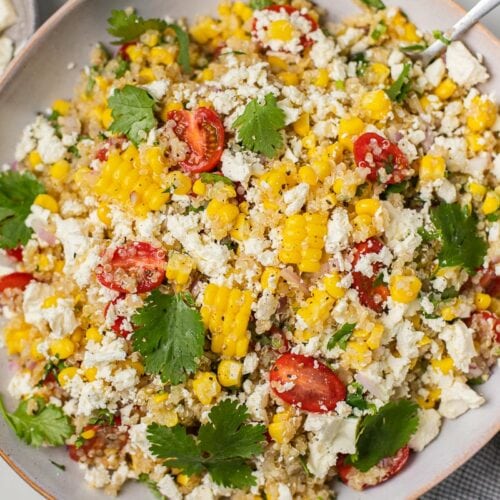Corn quinoa Salad With Cherry Tomatoes & Feta