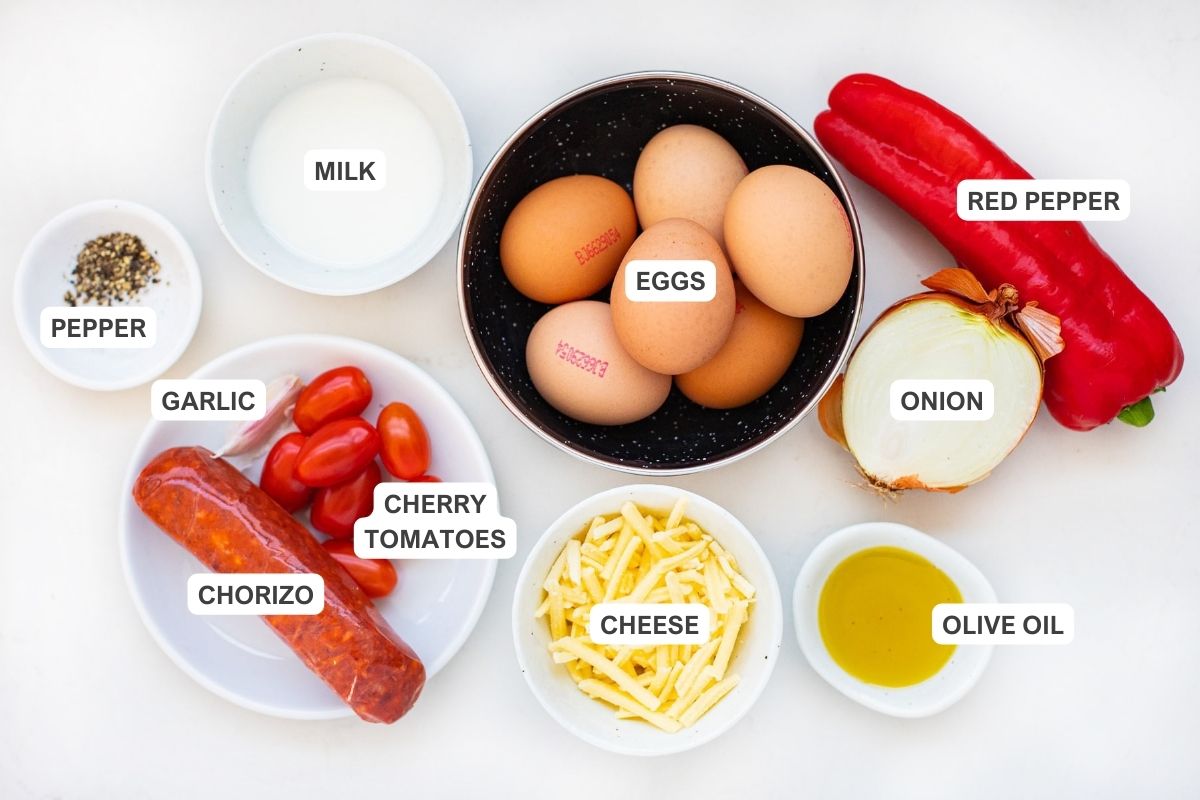 ingredients for frittata with chorizo