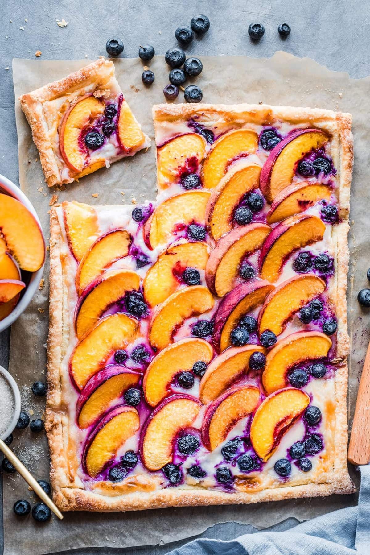 Peaches and Cream Puff Pastry Tart