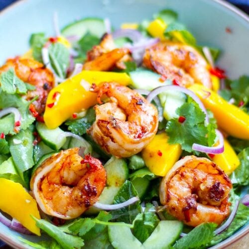Shrimp mango salad with citrus dressing