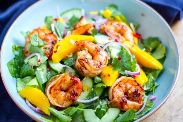 Shrimp mango salad with citrus dressing