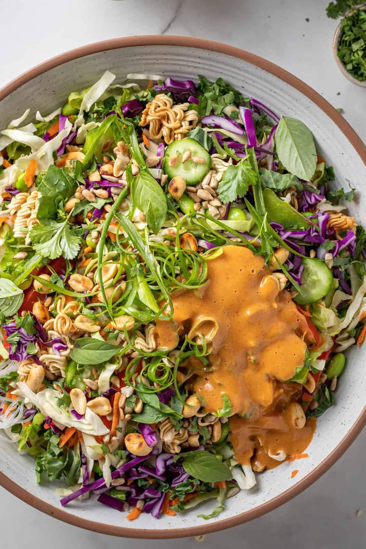 Thai Crunch Salad with Spicy Peanut Dressing
