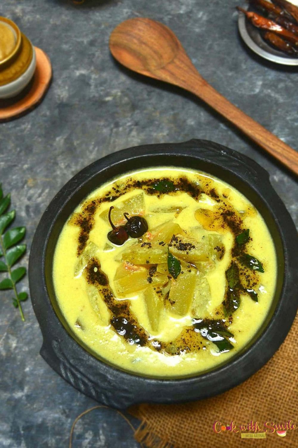 Watermelon Rind Majjige Huli (Watermelon Yoghurt Curry)