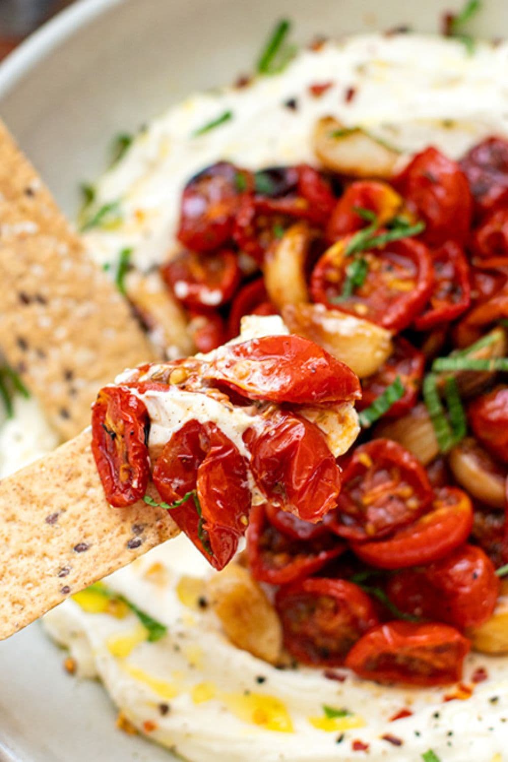 Whipped Feta with Roasted Tomatoes And Garlic